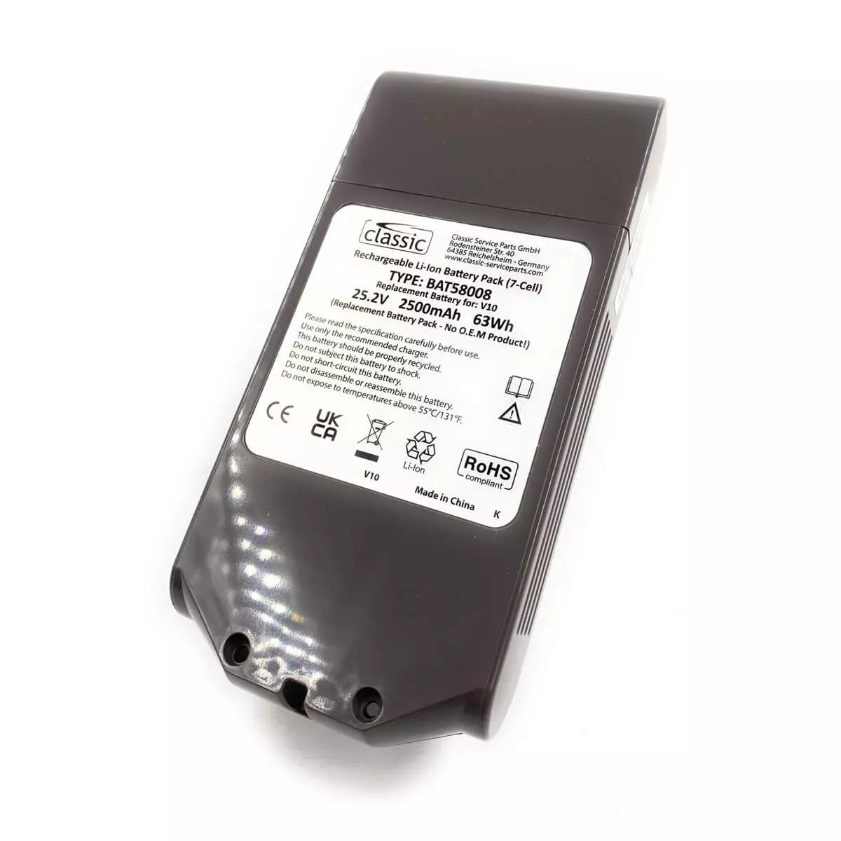 Batterie remplace Dyson SV12, 969352-07, 969352-02, 206340 pour aspirateur  - 2500mAh 25,2V Li-ion