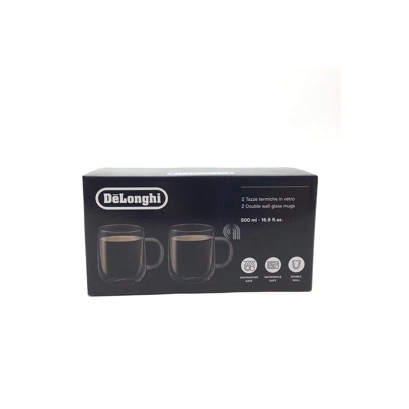 2 tasses en verre double paroi 500 ml pour cafetière De Longhi AS00006566