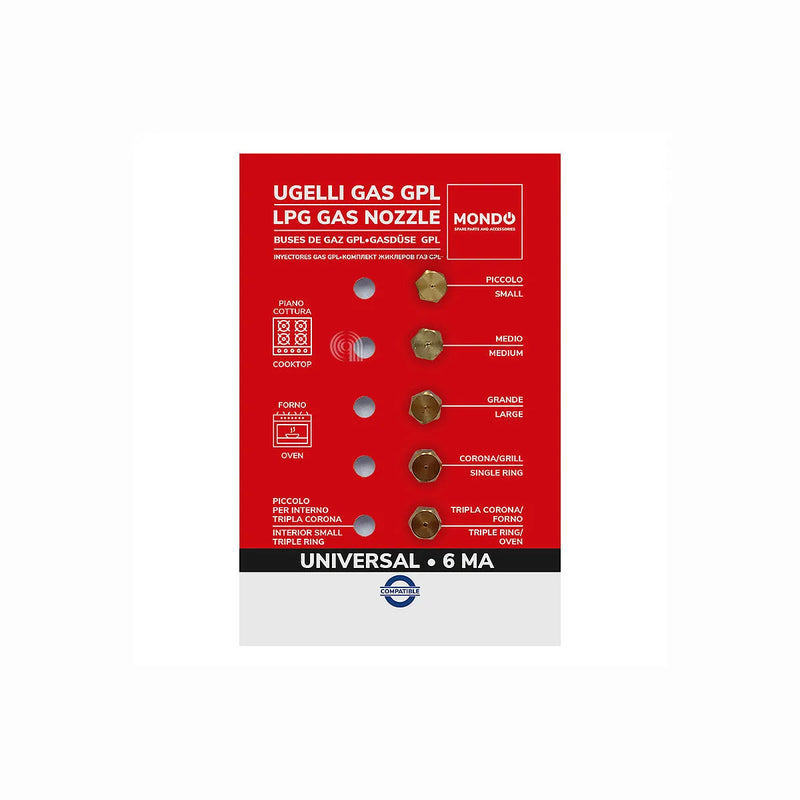 UNIVERSALE, MONDE - Ensemble de 5 Buses Gaz GPL 6MA pour Plaque de Cuisson - AST-00537504