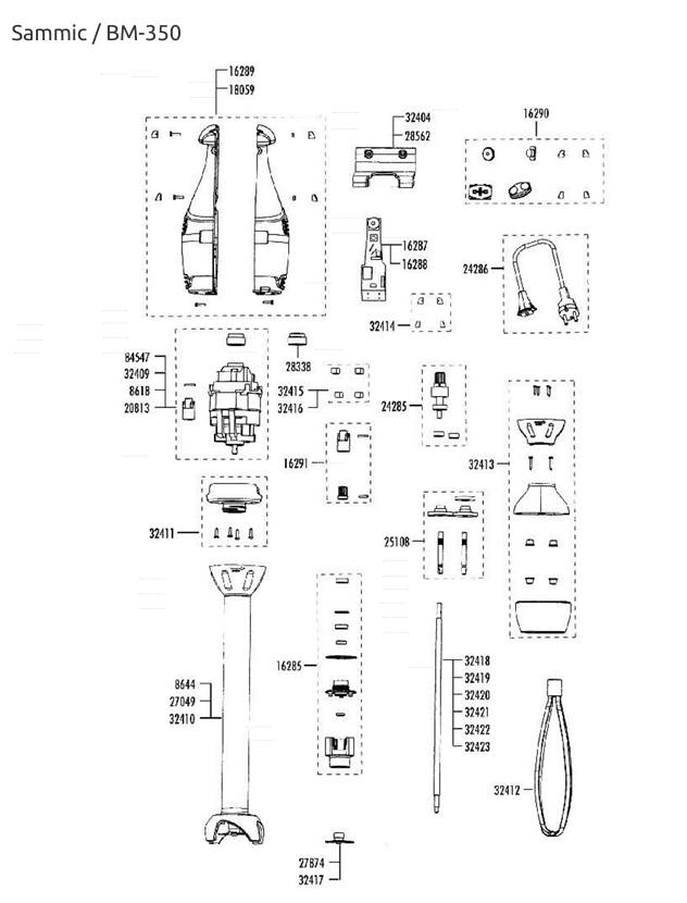 Carcasas batidora industrial Sammic TR-350, BM-350 4039033