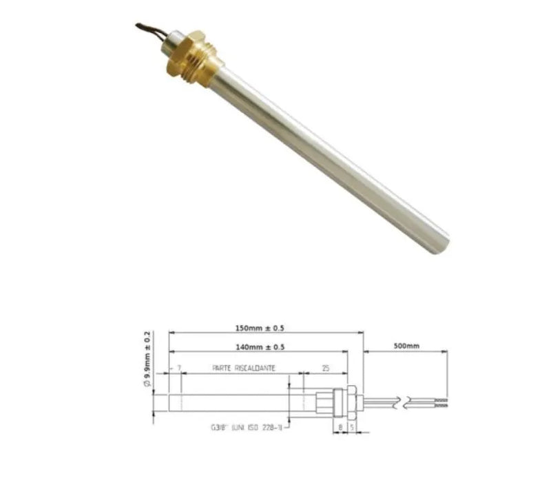 Résistance poêle à pellets 140mm x 9.9 3/8 280W HT62651