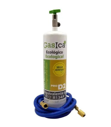 Gas refrigerante ecológico GASICA PRO D2 - R12 R134a + manguera carga 1/4"x1/4"