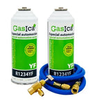 Pack gas refrigerante ecológico GASICA YF - R1234yf + manguera carga 5/16"x1/4" + válvula