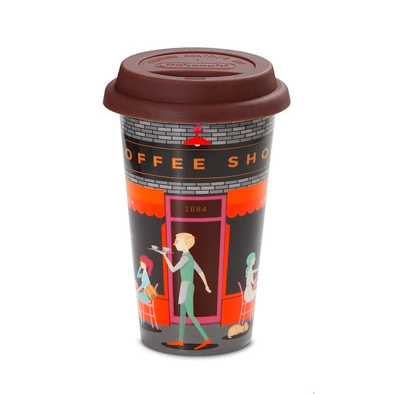 Delonghi taza térmica de cerámica y tapa de silicona Coffee Shop 300 ml  DLSC066