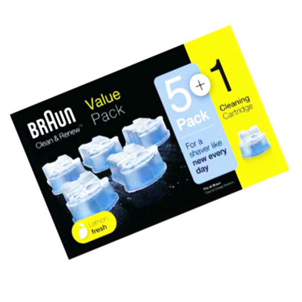 Pack 6 Cartuchos  afeitadora Braun Clean and Renew Lemon Fresh 81694576